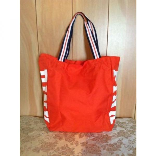 NWT VICTORIA&#039;S SECRET PINK ORANGE WHITE LOGO BEACH GYM TRAVEL TOTE BAG SHOPPER #5 image