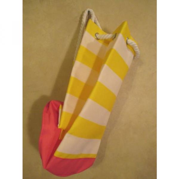 NWOT PINK/YELLOW/WHITE Shoulder Bag Drawstring Backpack Tote Beach Bag Purse #1 image