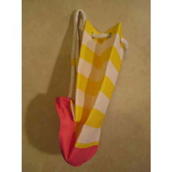 NWOT PINK/YELLOW/WHITE Shoulder Bag Drawstring Backpack Tote Beach Bag Purse #2 image