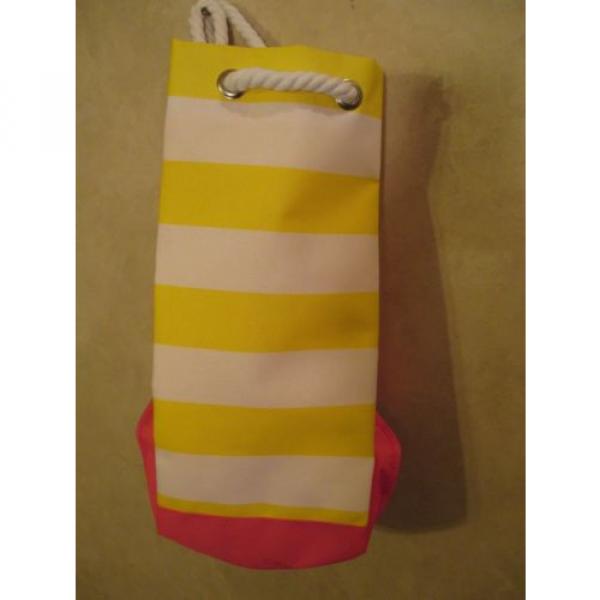 NWOT PINK/YELLOW/WHITE Shoulder Bag Drawstring Backpack Tote Beach Bag Purse #3 image