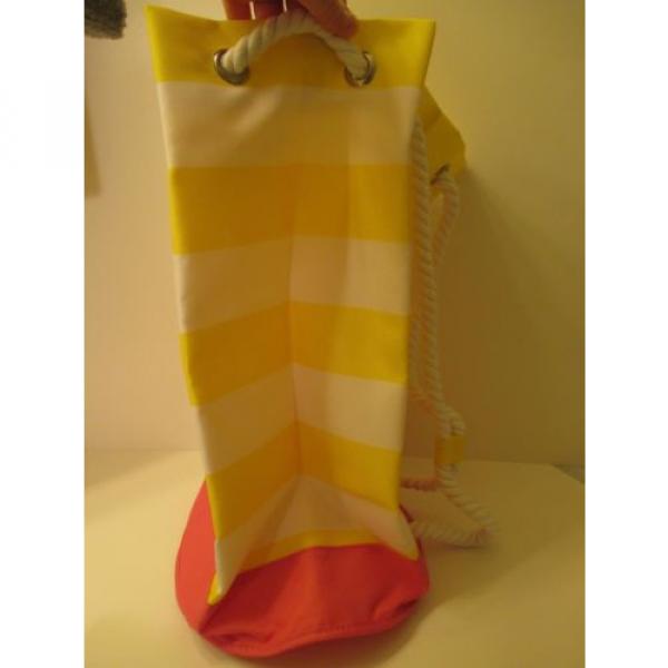 NWOT PINK/YELLOW/WHITE Shoulder Bag Drawstring Backpack Tote Beach Bag Purse #4 image