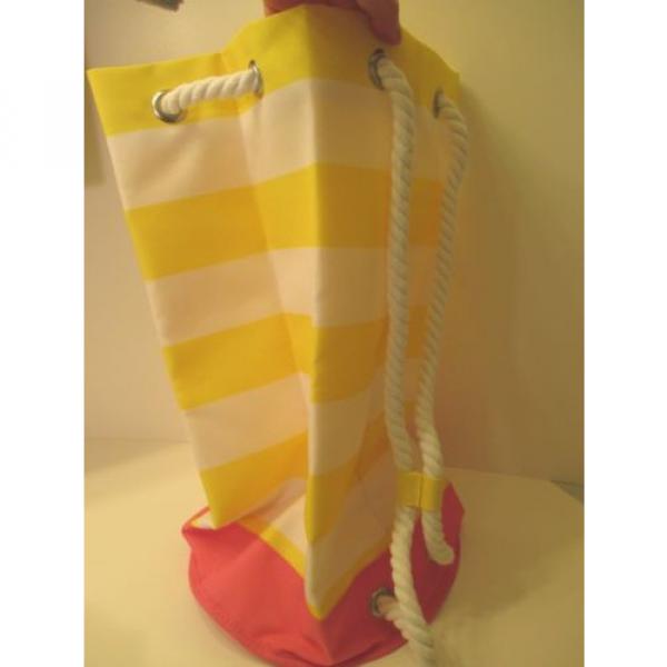 NWOT PINK/YELLOW/WHITE Shoulder Bag Drawstring Backpack Tote Beach Bag Purse #5 image