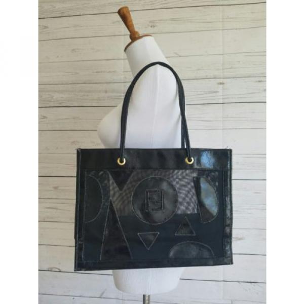 Vintage Fendi Italy Beach Bag Tote See Through Mesh Shoulder Bag Black #1 image