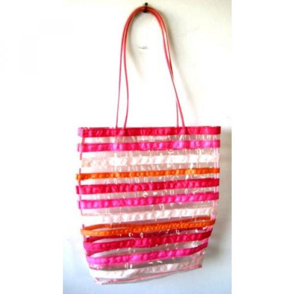 Cool Tote Shoulder Bag Sweet Transparent Clear with Ribbon Stripes Beach Girl #1 image