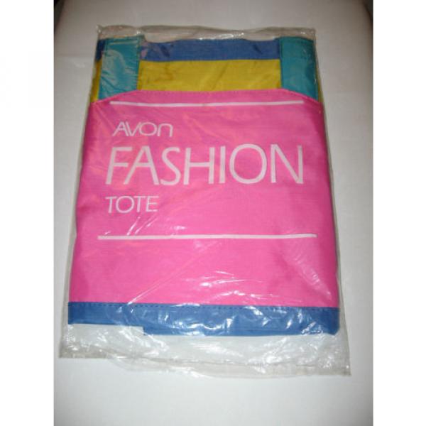 AVON Fashion Vinyl Large Bright Multi Colored Blue Yellow Beach Tote Bag NEW #1 image