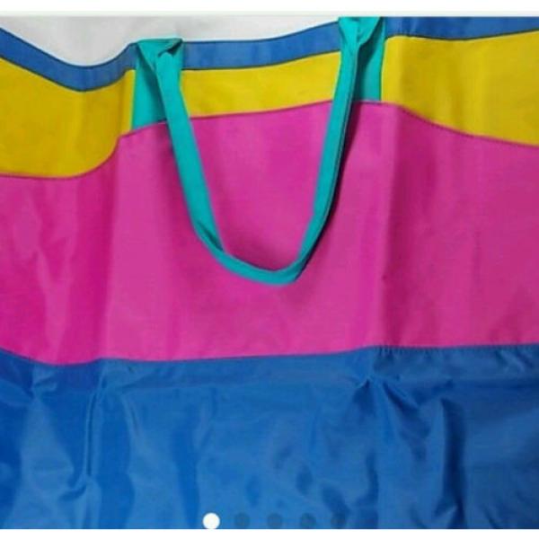 AVON Fashion Vinyl Large Bright Multi Colored Blue Yellow Beach Tote Bag NEW #3 image