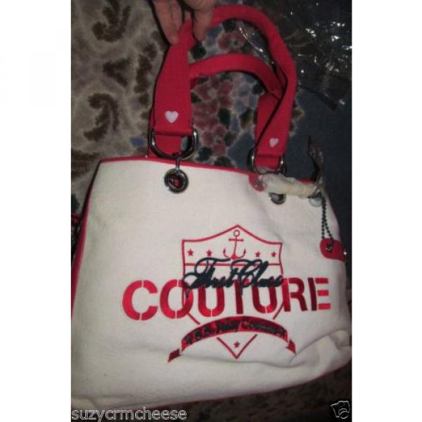 NEW S. S. Juicy Couture Tote Shopper Handbag First Class Beach Bag Ivory &amp; Red ! #3 image