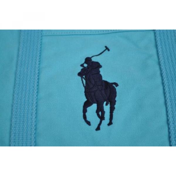 RALPH LAUREN POLO COTTON CANVAS BIG PONY ZIP TOTE BAG BEACH SCHOOL GYM TURQUOISE #4 image