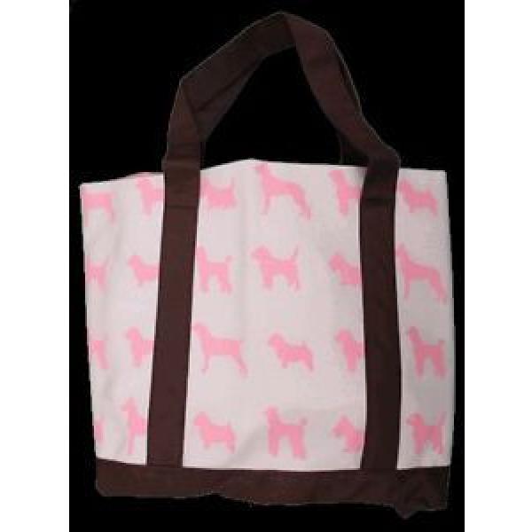 Canvas Bag Pink Dog Print Beach Tote Shopping Bag #1 image