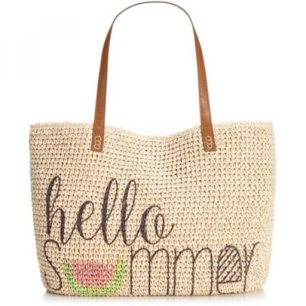 Style &amp; Co. Straw Beach Shoulder Bag Purse Tote HELLO SUMMER CUTE #1 image