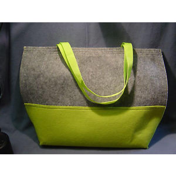 BIG  LIME GREEN &amp; GRAY FELT TOTE BAG, PURSE, CARRY ALL BEACH BAG LUGGAGE #1 image