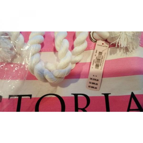 NWT Victoria&#039;s Secret Tote Bag Large Pink &amp; wht Striped beach tote + flip flops #5 image