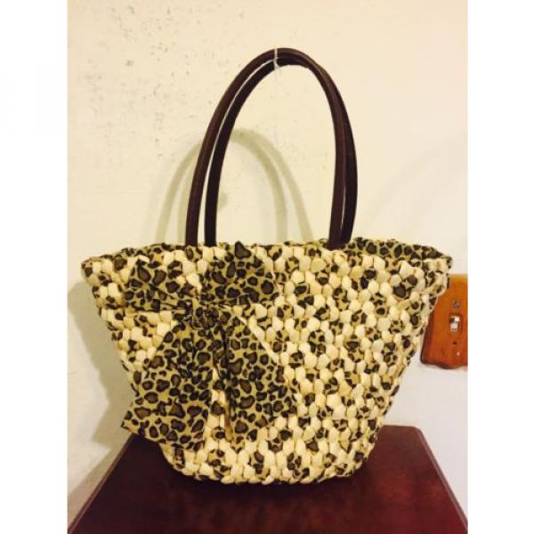 Leopard Bow Beach Tote Bag Basket Material #1 image