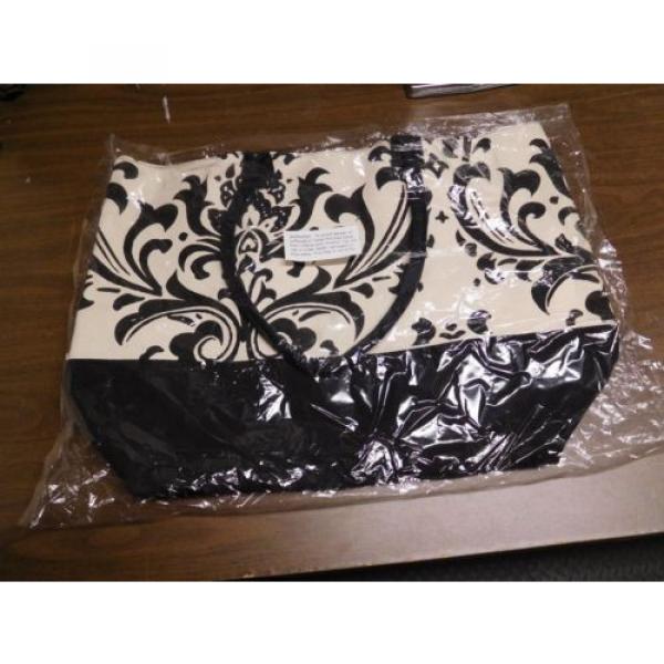 BEACH BAG FOR WOMEN OR CARRY ALL NEW BLACK AND WHITE DESIGN WITH TIE CLOSURE #2 image