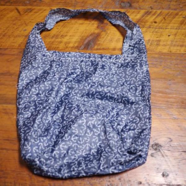 Old Navy Blue Anchors Pattern Lightweight Nylon Travel Beach Shoulder Purse Bag #1 image