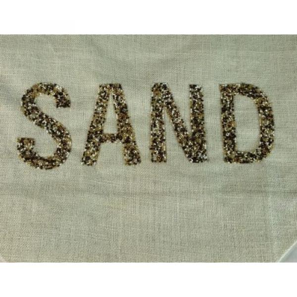 Two&#039;s Company &#034;SAND&#034; Beaded Jute  Tote Bag - Beach Pool Swim Bag Tote NEW #2 image