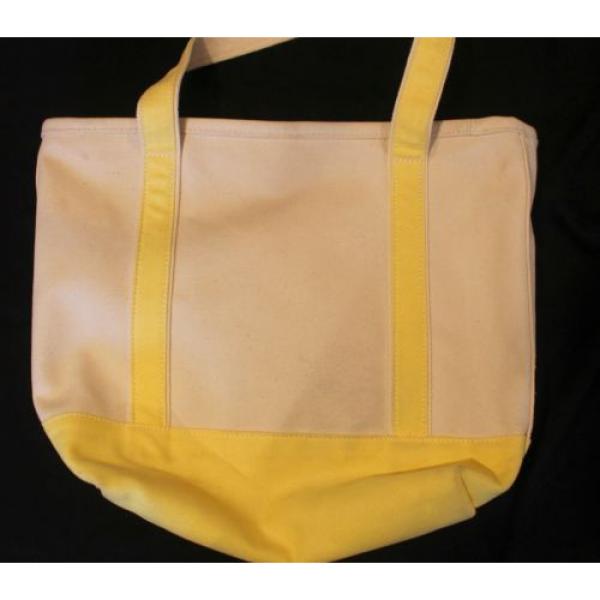 Land&#039;s End Canvas Large Canvas Tote Shoulder Weekend Beach Bag Pale Lemon Yellow #2 image