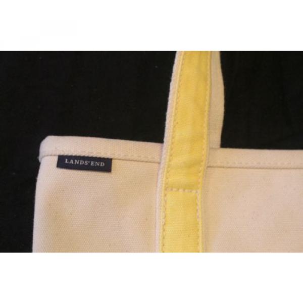 Land&#039;s End Canvas Large Canvas Tote Shoulder Weekend Beach Bag Pale Lemon Yellow #3 image