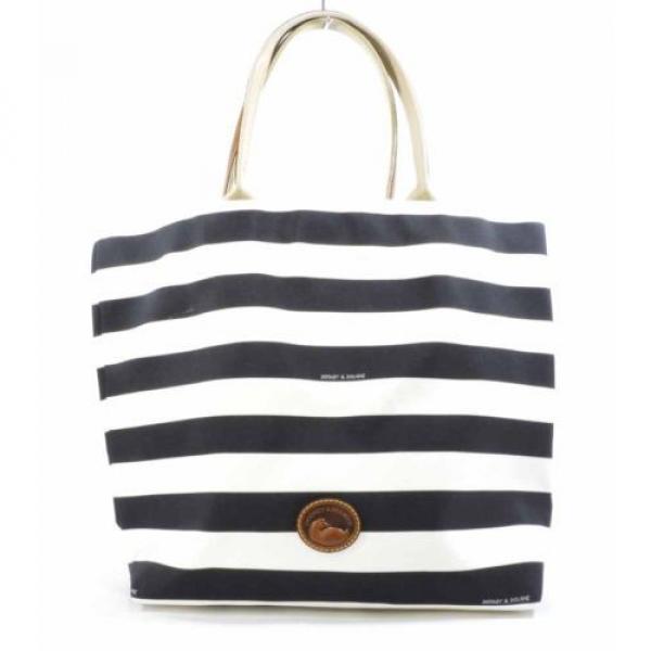 Dooney &amp; Bourke Large Rugby Striped Everyday Tote Beach Bag Black HG011 NEW $198 #1 image