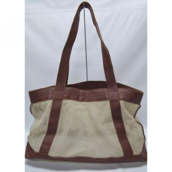 Clever Carriage Company Large Perforated Leather Trim Travel Bag Beach Tote #2 image