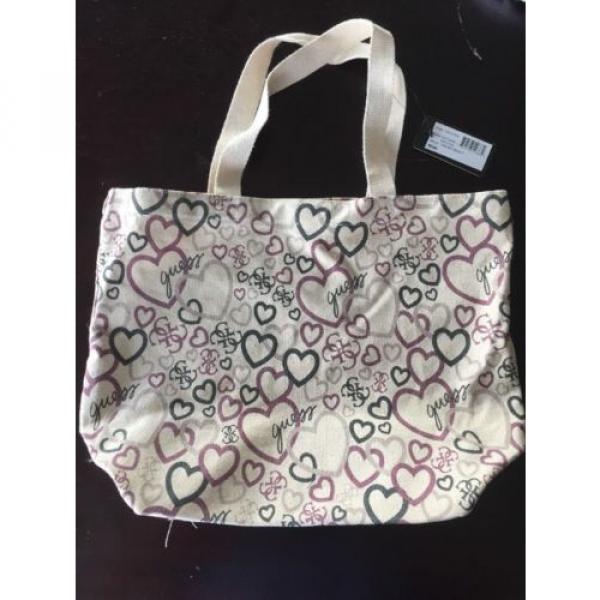 NWT Guess Canvas Heart Bag Purse Shopping Beach Cloth Fabric Cotton Tote #4 image