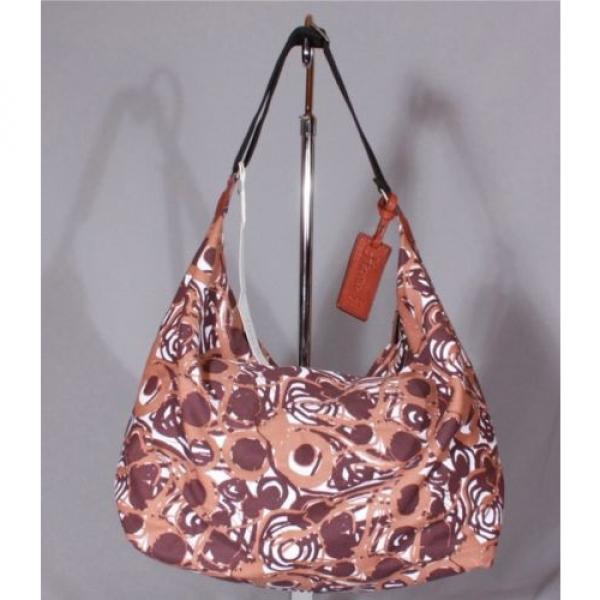 HANII Y large brown &amp; white mari-esque print canvas tote beach bag #1 image