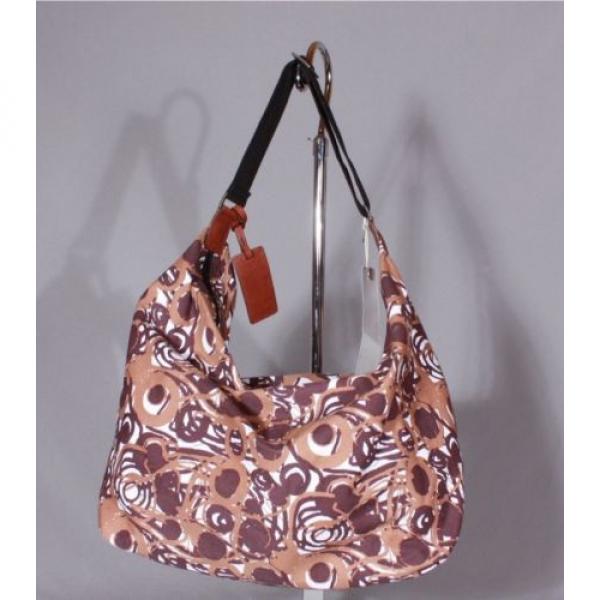 HANII Y large brown &amp; white mari-esque print canvas tote beach bag #2 image