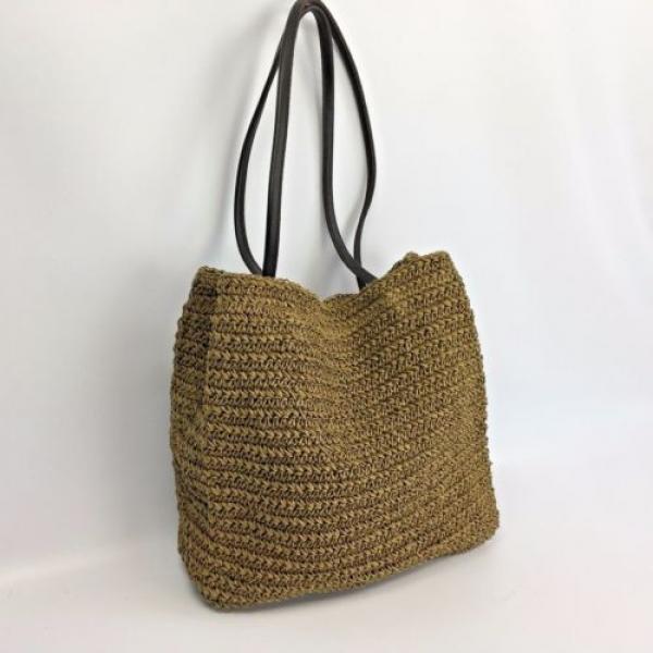 Eddie Bauer Tote Womens Brown Woven Fiber Shoulder Bag Purse Beach Book Shopper #1 image