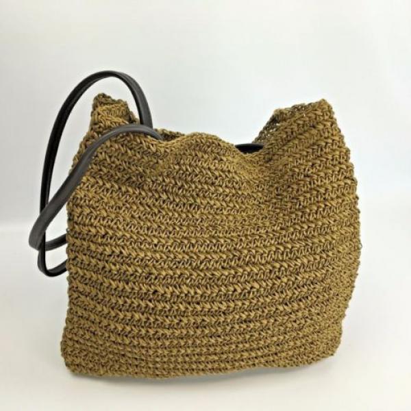 Eddie Bauer Tote Womens Brown Woven Fiber Shoulder Bag Purse Beach Book Shopper #3 image