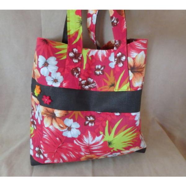 Tropical Hawaiian Flower Mesh Beach Bag Tote Made by KuKana #1 image