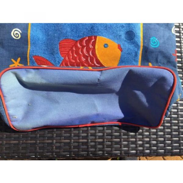 *NEW* Sun N&#039; Sand Hand Painted Fish Seashell Large Blue Red Beach Bag Tote #3 image