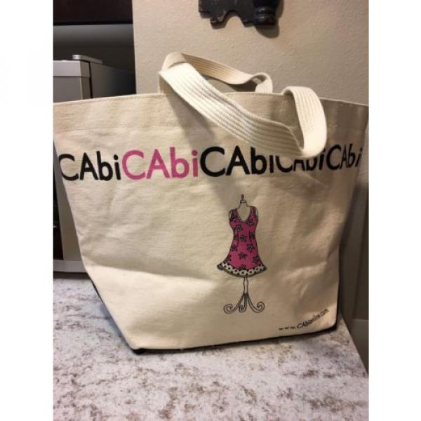 CAbi Large Logo Canvas Tote Beach Bag Purse Cream Off-white Ivory 100% Cotton #2 image