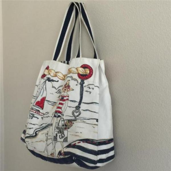 BRIGHTON Boardwalk Canvas Beach Bag Large Tote Beachy Keen 16&#034;Lx13.5&#034;H #4 image