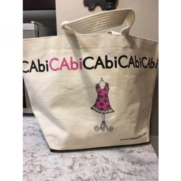 CAbi Large Logo Canvas Tote Beach Bag Purse Cream Off-white Ivory 100% Cotton #4 image