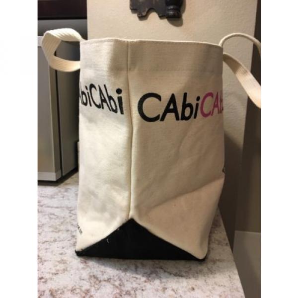 CAbi Large Logo Canvas Tote Beach Bag Purse Cream Off-white Ivory 100% Cotton #5 image