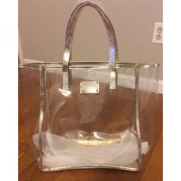 MICHAEL KORS CLEAR/SILVER LARGE TOTE BAG/TRAVEL BAG/BEACH BAG/WEEKENDER NEW!FAB! #1 image