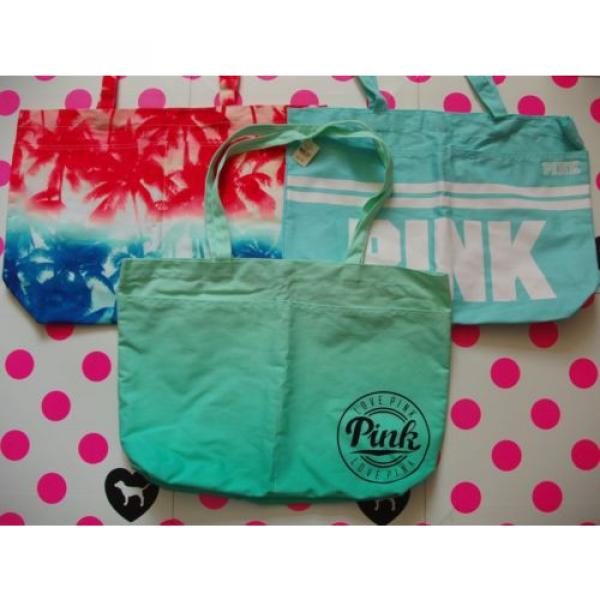 NWT VICTORIA&#039;S SECRET PINK Beach Tote Bag Americana Palm 4TH Of July Mint #1 image