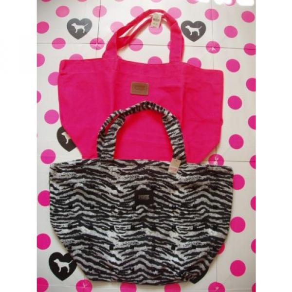 NWT VICTORIA&#039;S SECRET PINK Beach Large Zip Top Tote Bag Bling Zebra Neon Melon #1 image