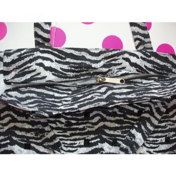 NWT VICTORIA&#039;S SECRET PINK Beach Large Zip Top Tote Bag Bling Zebra Neon Melon #5 image