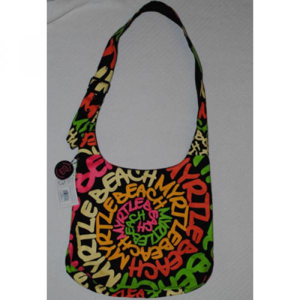 Robin Ruth Myrtle Beach Cross-body Shoulder Sling Tote Bag Neon Rainbow Spiral #1 image