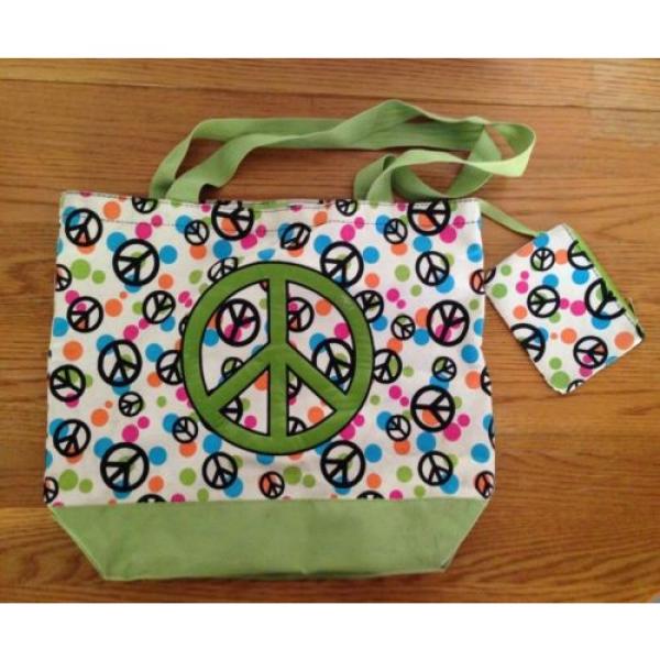 PEACE Sign Bag Tote Carry Multi Color Shoulder Beach Travel Retro Hipster Hippie #1 image