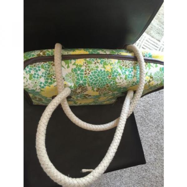 Canvas Tote - Green &amp; Yellow - Lotus Flower Floral - Beach / Pool Bag #3 image