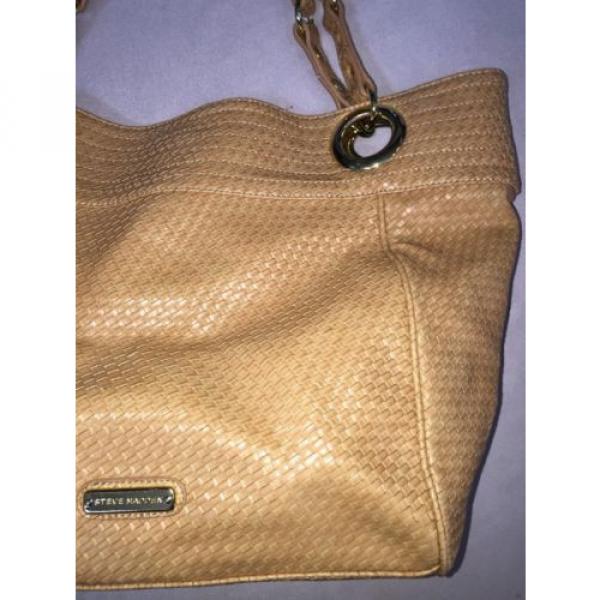 Steve Madden Tan Weave Motif Extra Large Tote Beach Over Night Shoulder Bag. EUC #3 image