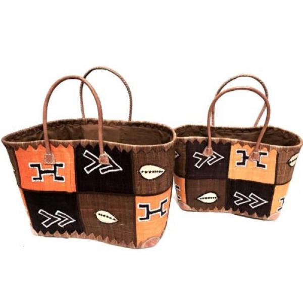 African Tribal Madagascar Raffia Straw Handbag Tote Beach Bags Handbag 2 Sizes #1 image