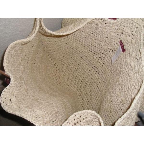 2 Large Merona Beach Shoulder Bags / Totes - Crocheted Paper - Tan #5 image