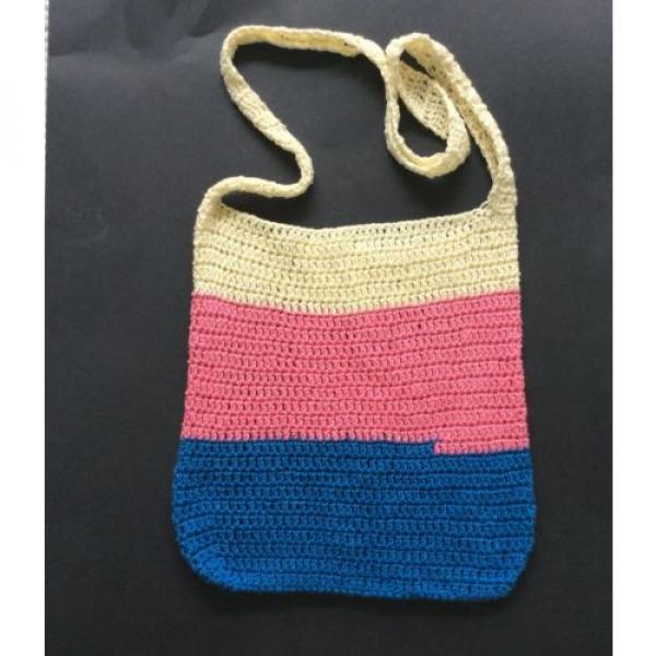 Handmade TOTE bag crochet beach shopping market handbag cotton NEW #4 image