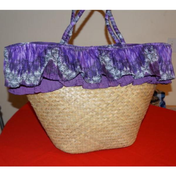 Sun N Sand Straw Bag Oversized Beach Bag Ruffle Hem $25.- NWT Free/Ship #1 image