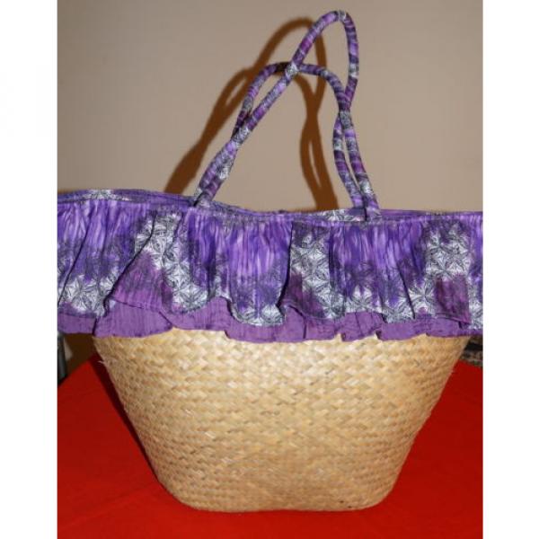 Sun N Sand Straw Bag Oversized Beach Bag Ruffle Hem $25.- NWT Free/Ship #5 image