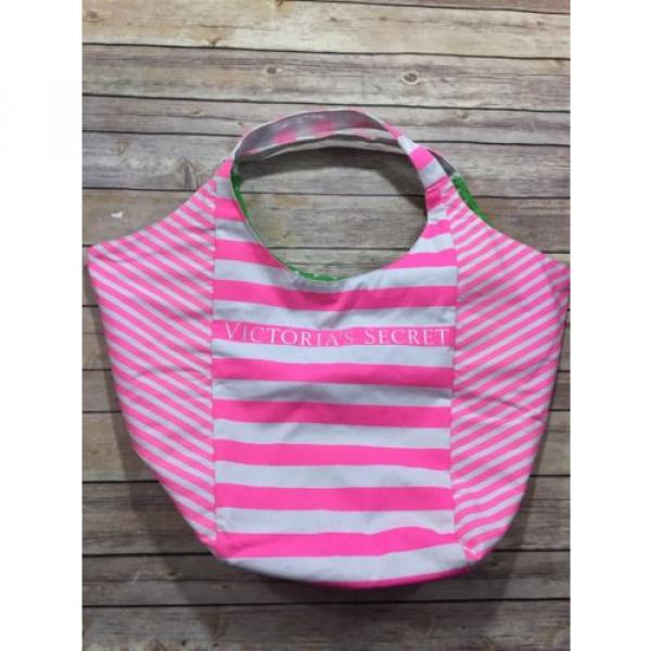 Victoria&#039;s Secret Pink White Stripe Oversized Tote Bag Beach Bag Floral Lined #1 image