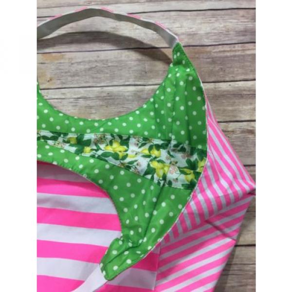 Victoria&#039;s Secret Pink White Stripe Oversized Tote Bag Beach Bag Floral Lined #2 image